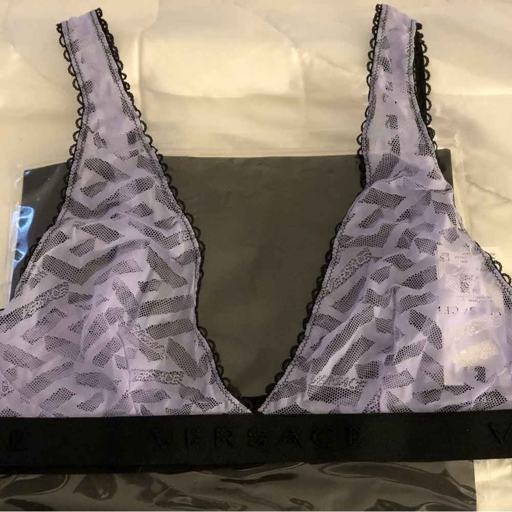 Versace  Greca Signature Print Tulle Bralette - Picture 8 of 12